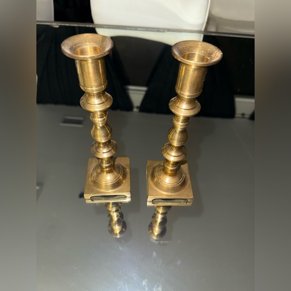 Antique Elegant Brass Candlestick Holders